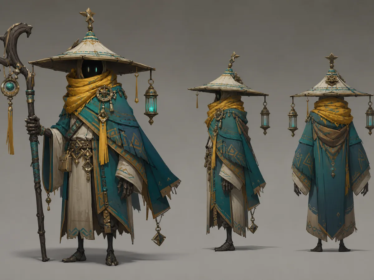 AI character generator example: stylized game NPC character concept ready for art direction