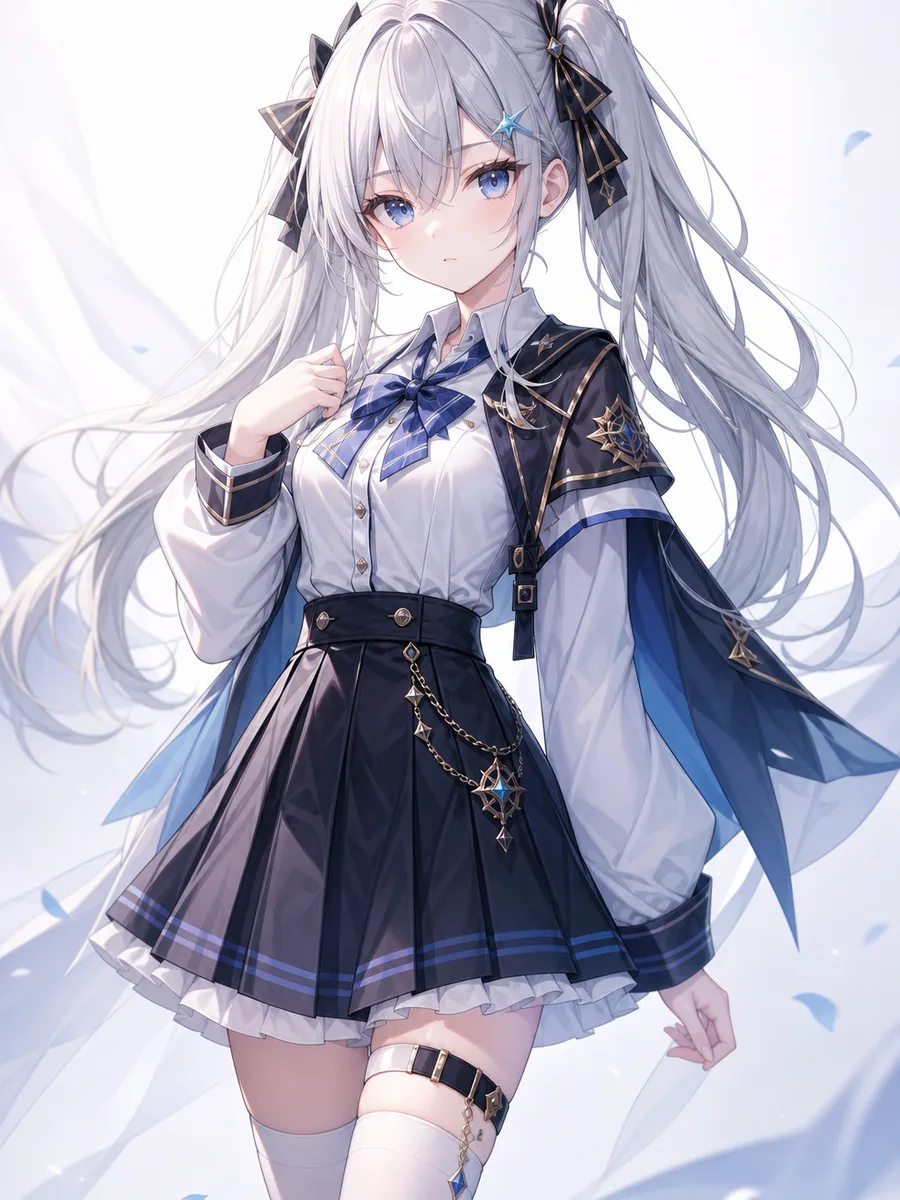 AI character generator example: anime heroine portrait with clear hair, eye, and outfit markers