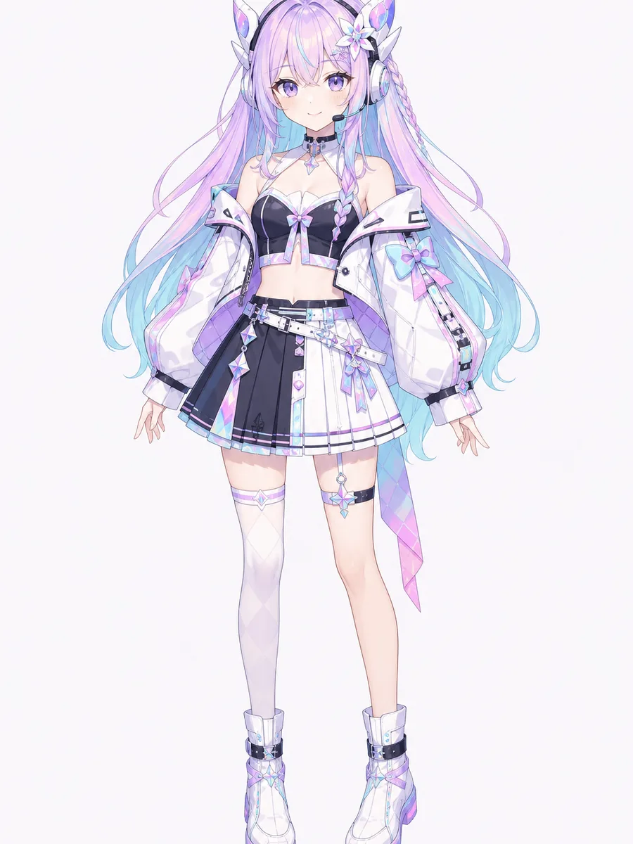 AI character generator example: virtual idol / VTuber-ready character design with signature look