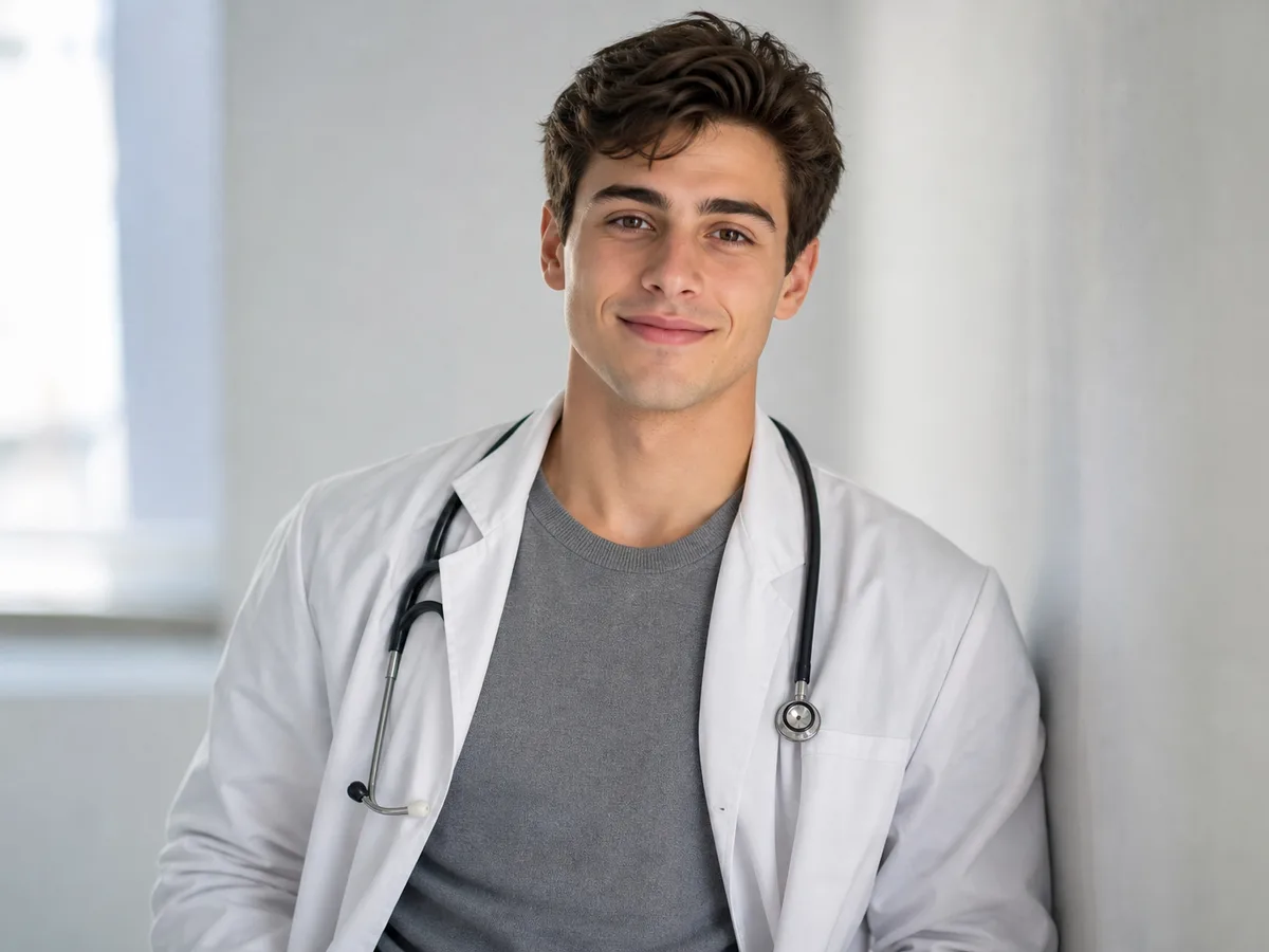 AI headshot generator example: healthcare professional headshot with trustworthy presentation