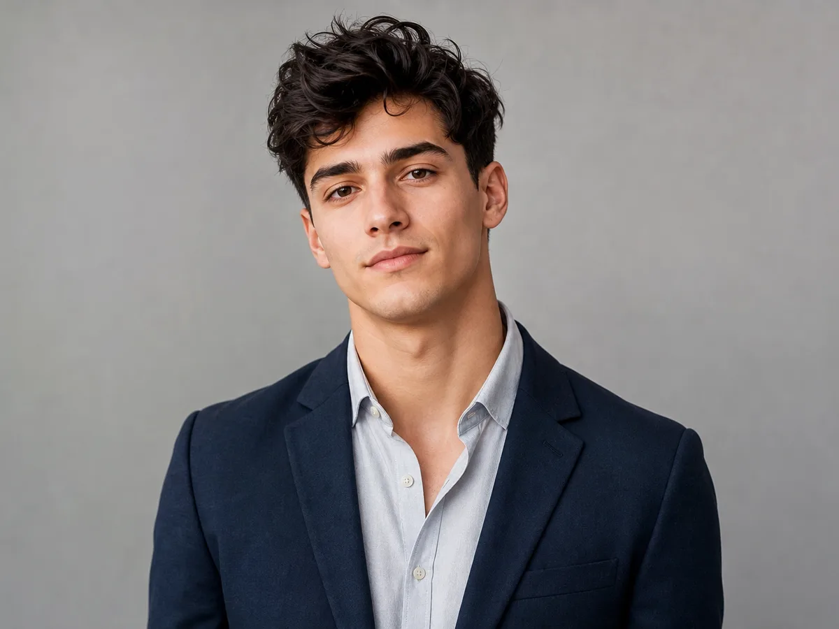 AI headshot generator example: refreshed resume photo with clean lighting and neutral background
