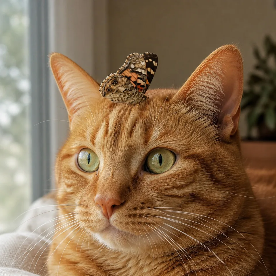 AI-generated photoreal close-up of a ginger cat for social and lifestyle content