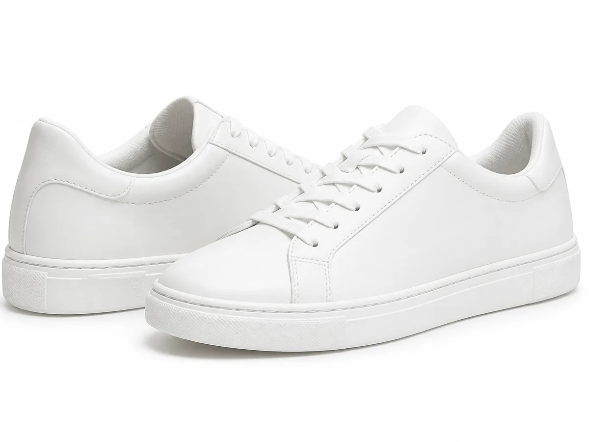AI photo editor example: ecommerce sneaker hero on seamless white background