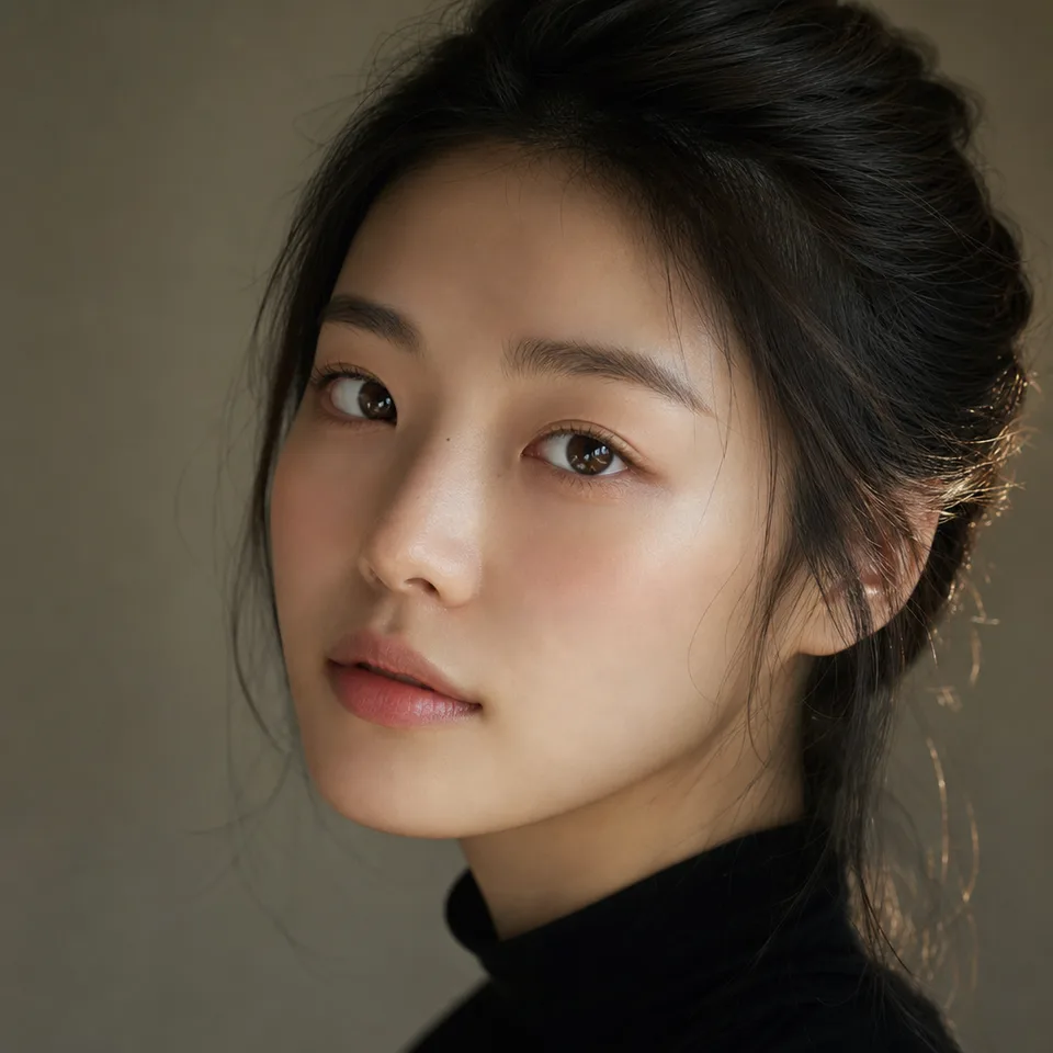 AI photo editor example: natural portrait retouch with soft skin and balanced lighting