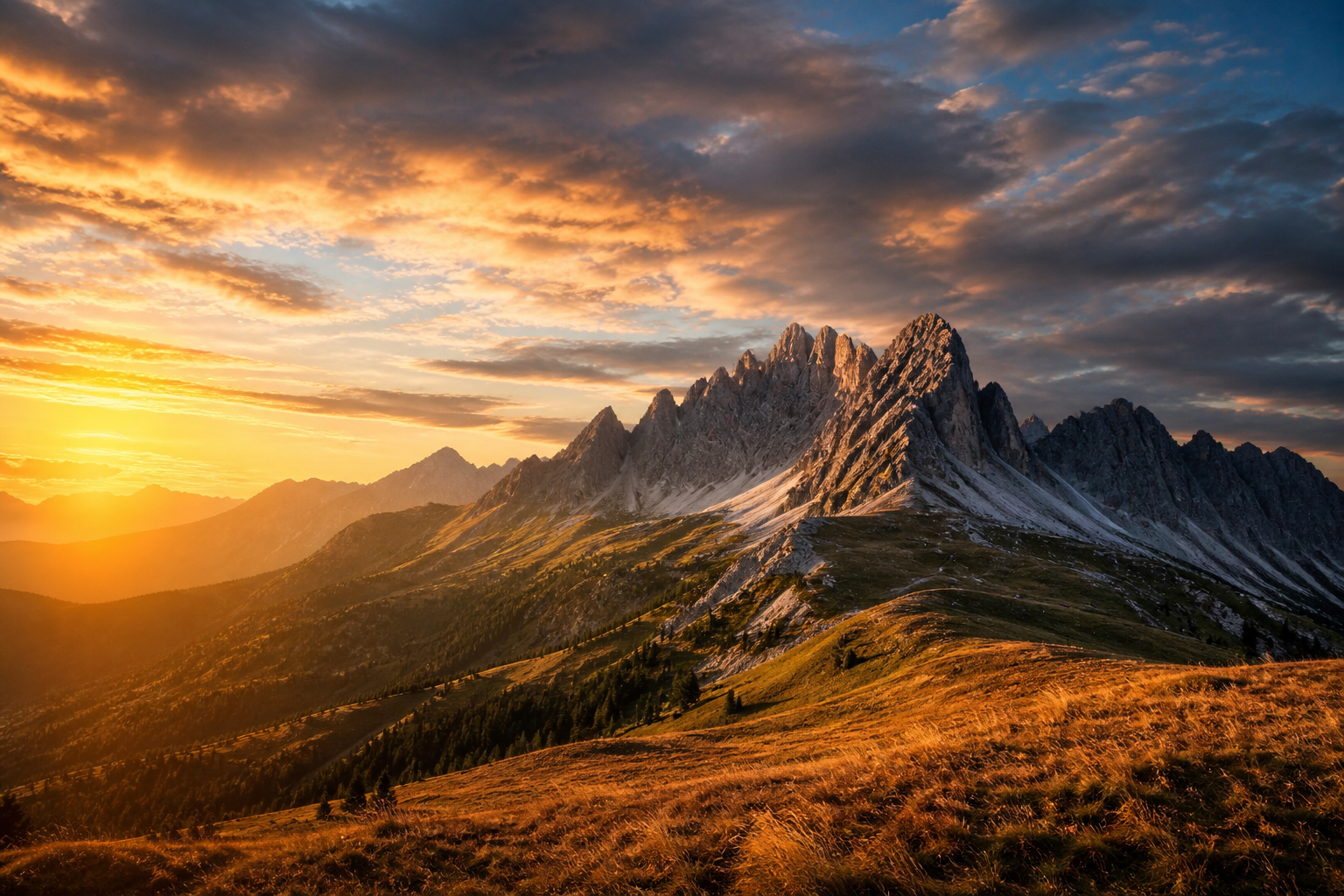 AI photo enhancer example: upscaled mountain landscape with sharper ridges and richer color