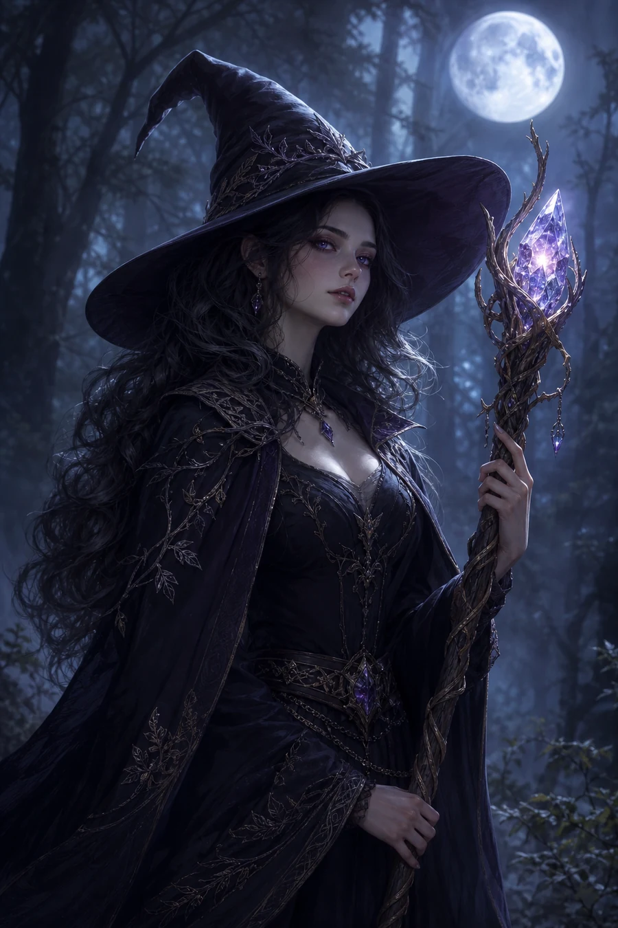 角色设定成片：月夜魔女奇幻角色概念图
