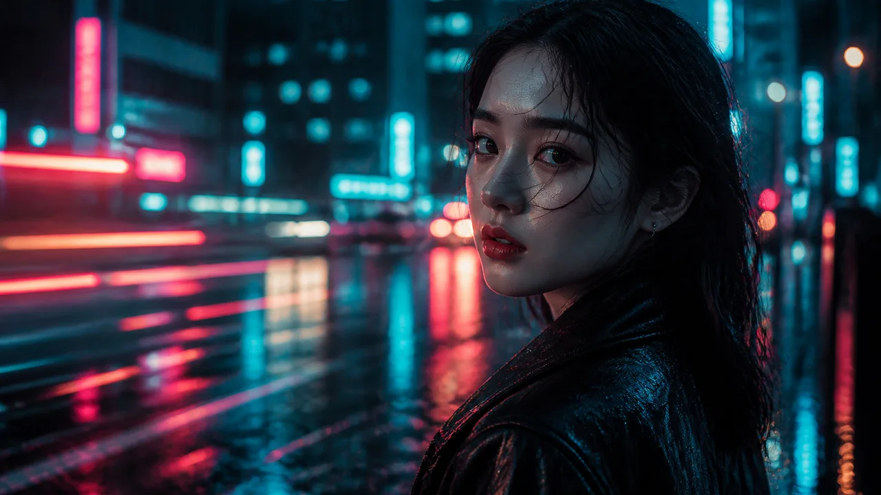 Seedance 封面：雨夜霓虹电影感